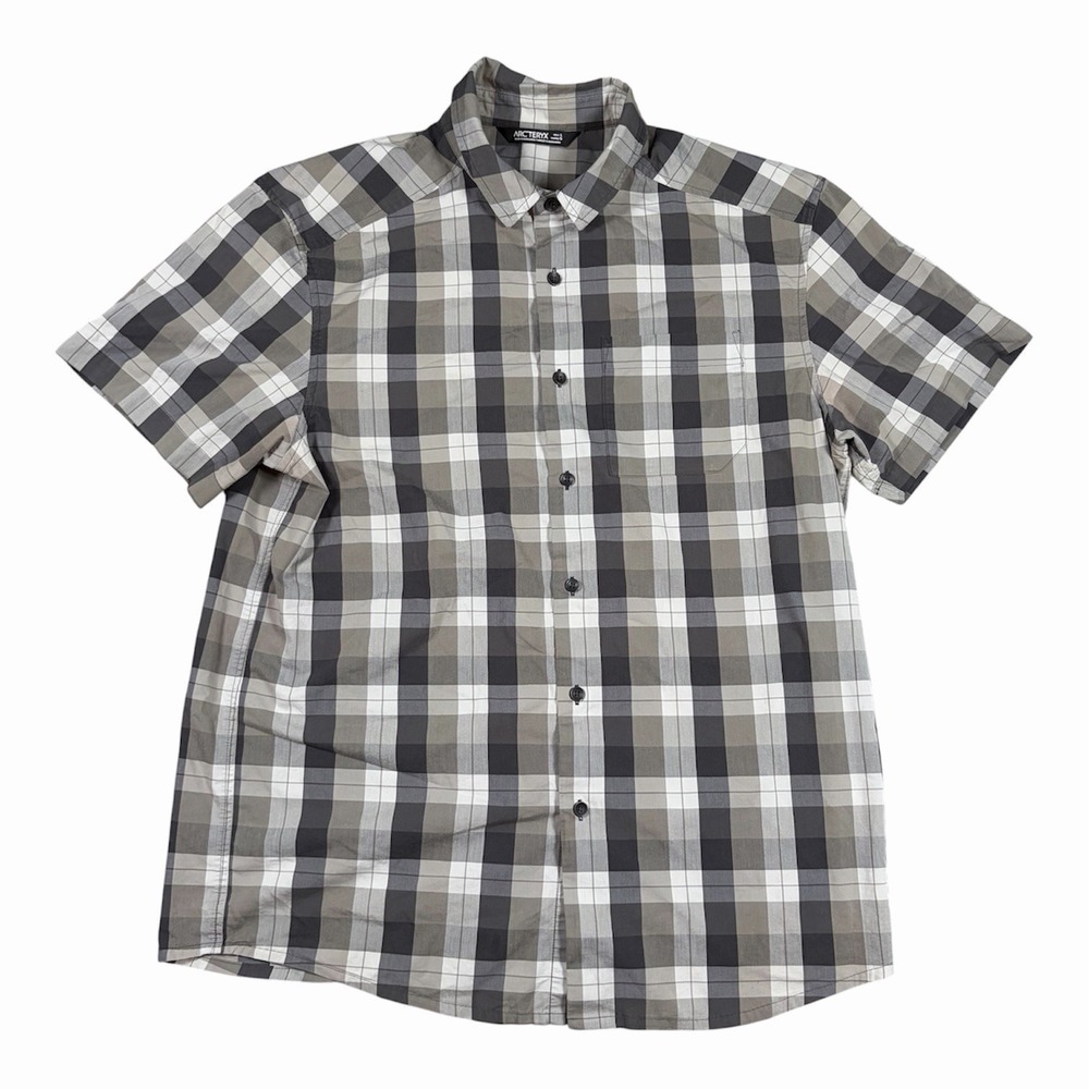 Arc'teryx Brohm Men's Short Sleeve Shirt Sz L Button-Up Check Plaid Hiking Gorp